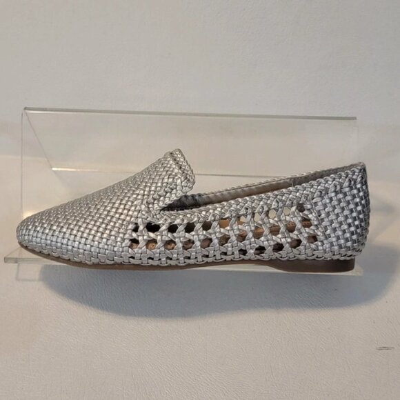 Birdies Silver Handwoven Vegan Leather Starling Loafer Flats - Picture 7 of 11